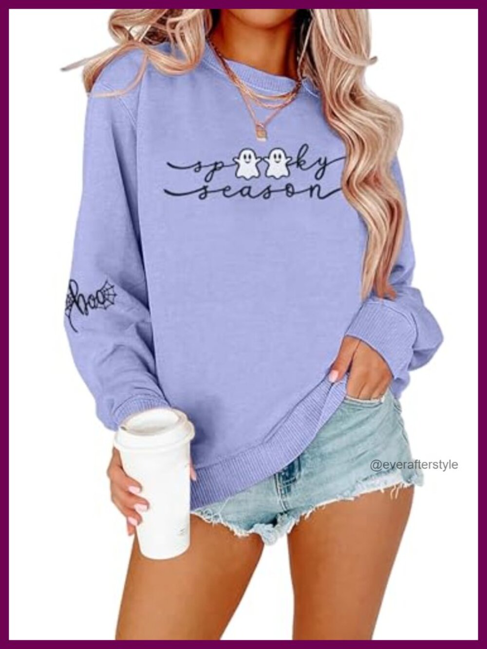 Embroidered Halloween Sweatshirt Womens Spooky Season Pullover Ghost Graphic